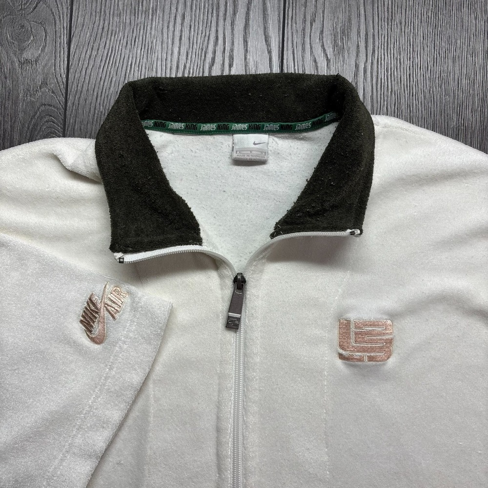 Vintage Lebron James Nike Air Full Zip Short Sleeve Terry Jacket Large White